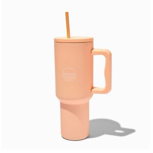 Peach Stainless Steel Handled 40‎ oz Tumbler with straw